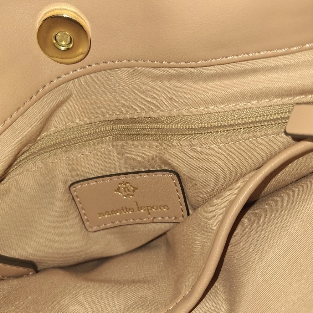Neutral Monogram Tote Bag with Floral Charm - Picture 7 of 8